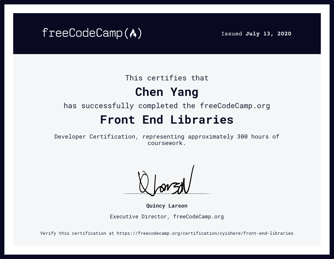 Front End Libraries Certification