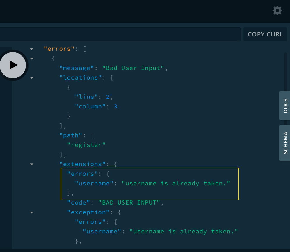 Error messages with Prisma in Playground